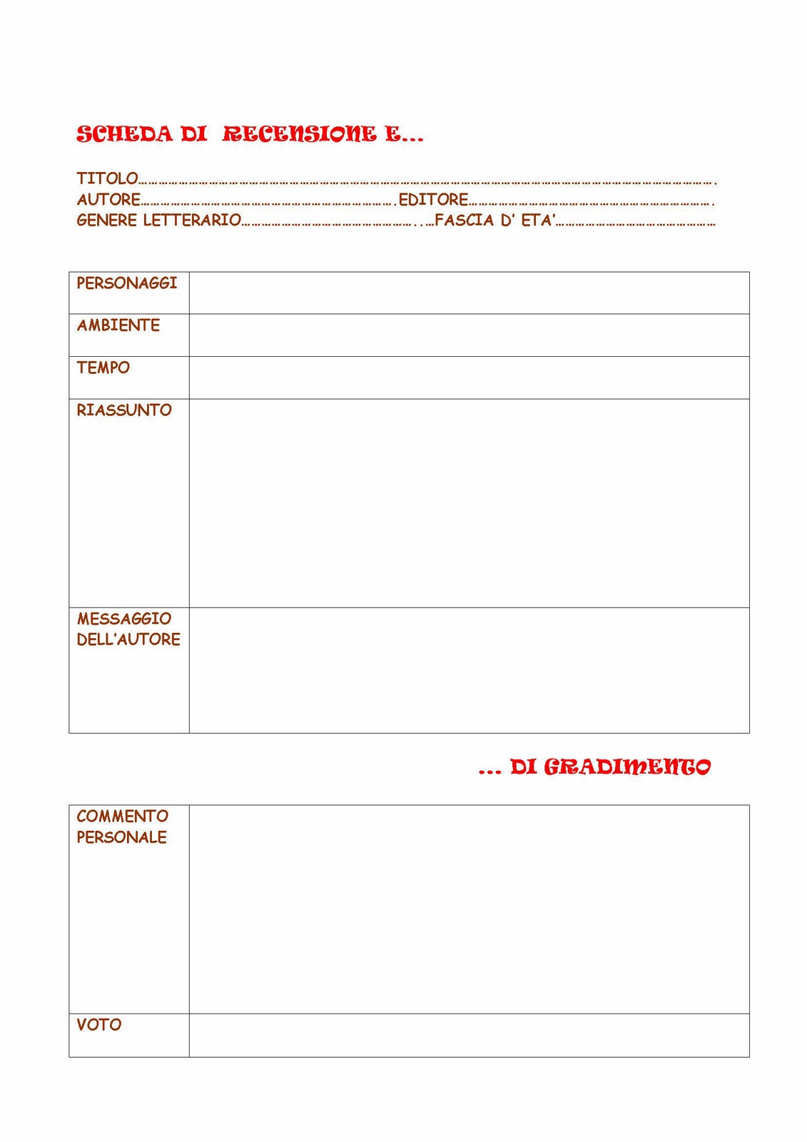 SCHEDA RECENSIONE LIBRO EBOOK Pdf Documents jpg (1131x1600)
